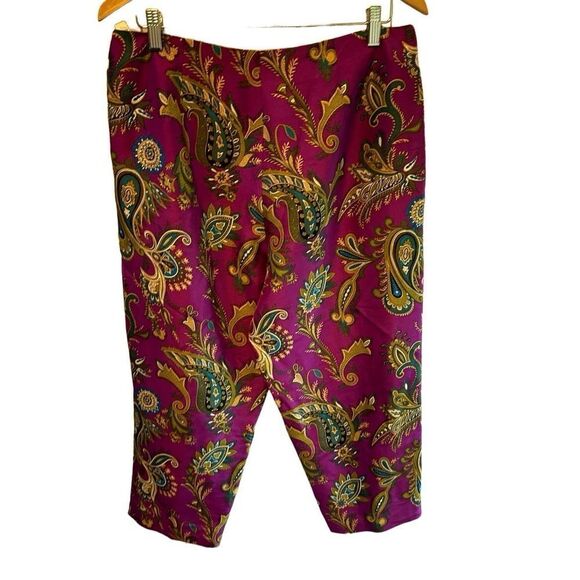 NEW Worthington 100% Silk Paisley Print Capri Pants – Size 14 (NWT) - Picture 2 of 5